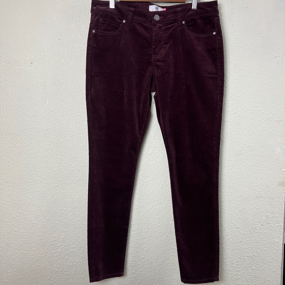 CAbi Womens The Skinny Corduroy Pant #4509 Size 12 Purple Vineyard Burgundy